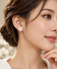 Designer Classic White Pearl Gold Plated Stud Earrings For Women Bulk