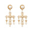 VIntage Gothic Cross 18K Gold White Pearl Anti Tarnish Dangler Earrings Bulk