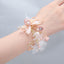 Floral Flower Pink 18K Gold Plated Pearl Fabric Bracelet Women Bulk