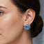 Elegant Oval Blue Silver Plated CZ Copper Stud Earrings & Ring Set Bulk