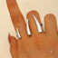 Modern Sculptural Spike Silver Plated Plain Alloy Cocktail Ring Bulk