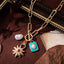 Star Sun Gold Blue Pearl Enamel Anti Tarnish Link Chain Necklace Bulk