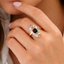 White Marquise Evil Eye Gold Crystal Copper Adjustable Fancy Ring Bulk