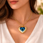 Blue Evil Eye Heart Gold Plated Anti Tarnish Copper Pendant Chain Bulk