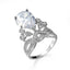 Bulk White Blue Drop Silver Plated CZ Copper Adjustable Cocktail Ring