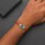 Designer Oval Evil Eye Black CZ Red Orange Thread Rakhi For Men Bulk