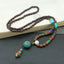 Round Beads Wooden Brown Resin Long Necklace For Women Bulk