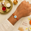 Round Evil Eye Rose Gold Plated CZ Mother of Pearl Thread Rakhi Bulk