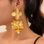 Floral Flower 18K Gold Silver Dangler Earrings For Women Bulk