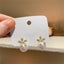Flower Gold Plated Pearl Cubic Zirconia Alloy Drop Earrings Bulk