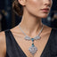 Luxury Silver Plated Blue Teardrop Floral CZ Copper Necklace Wholesale