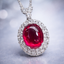 Red Blue Party Wear Oval Silver CZ Anti Tarnish Copper Pendant Bulk