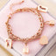 Heart Lock Rose Gold Stainless Steel Dual Chain Bracelet Women Bulk