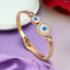 Mother of Pearl Three Evil Eye 18K Rose Gold Stainless Steel Openable Kada Bracelet for Women