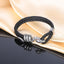 Black Silver Stainless Steel Anti Tarnish Leather Bracelet Men Bulk