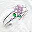 Flower Green Silver CZ Crystal Anti Tarnish Cuff Bracelet Bulk
