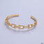 Link Chain Surface CZ 18K Gold Anti Tarnish Cuff Bracelet Bulk