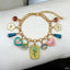 Heart Flower Charm Beads Multi Gold Anti Tarnish Chain Bracelet Bulk