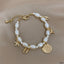 Star Fish Shell Charm Pearl White 18K Gold Anti Tarnish Bracelet Bulk