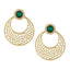 Chaand Bali Filigree Antique Rhodium Plated Green Earring For Women