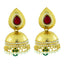 Traditional Matte Gold Plated Red Green Pearl Jhumki Earring For Women