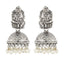 Temple Lakshmi Oxidized German Silver Pearl Floral Jhumki Earring