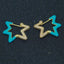 Light Blue Enamel Star Cubic Zirconia 18K Gold Hoop Earring Women Bulk