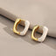 White Enamel Square 18K Gold Copper Stud Hoop Earring For Women Bulk