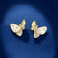 Butterfly Mother Of Pearl CZ Copper 18K Gold Stud Earring Bulk