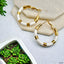 White Enamel 18K Glossy Gold Stainless Steel Hoop Earrings Women Bulk
