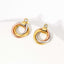 Triple Joint Ring Cubic Zirconia 18K Rose Gold Silver Anti Tarnish Dangler Drop Earring Pair For Women