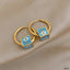 Square Evil Eye Green 18K Gold Enamel Anti Tarnish Hoop Earring Bulk