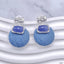 Round Rectangle Blue Silver Anti Tarnish Dangler Earring Women Bulk