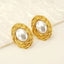 Oval Flower Pearl White 18K Gold Anti Tarnish Stud Earring Women Bulk