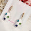 Oval Crystal Enamel White Gold Anti Tarnish Dangler Hoop Earring Bulk