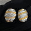 Stripes Oval Silver 18K Gold Anti Tarnish Stud Earring For Women Bulk