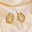 Oval Studded Pearl 18K Gold Anti Tarnish Hoop Earring For Women Bulk