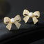 Ribbon Bow CZ Pearl 18K Gold White Anti Tarnish Stud Earring Bulk