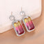 Multi Color Rectangle Silver Plated CZ Dangler Earrings Bulk