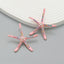 Star Fish Gemstone Pearl 18K Gold Pink Stud Earring For Women