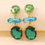 Oval Crystal Green Blue 18K Gold Big Drop Dangler Earring Women Bulk