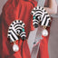 Zebra Face Pearl Crystal 18K Gold Black White Dangler Earring Bulk