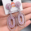 Oval Baguette Silver Pink Crystal CZ Anti Tarnish Dangler Earring Bulk