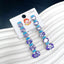 Oval Solitaire Silver Blue Crystal Anti Tarnish Tassel Dangler Earring For Women
