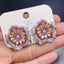 Dual Flower Silver Multi CZ Crystal Anti Tarnish Stud Earring Bulk