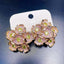 Flower 18K Gold Pink Yellow Crystal Anti Tarnish Stud Earring Bulk
