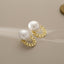 White Gold Plated Pearl Alloy Stud Earrings For Women Bulk