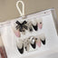 Ribbon Bow Lock Star CZ Black White Finger Nail Pack Of 10 Bulk