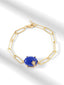 Round Blue with Star Rose Silver Yellow Gold CZ Brass Bracelet Bulk