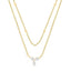 Elegant Double Layer Rose Silver Gold Plated CZ Brass Necklace Bulk